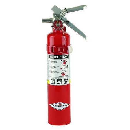 AMEREX Fire Extinguisher, Class ABC, UL Rating 1A:10B:C, 195 psi, Rechargeable, 2.5 lb capacity B417T