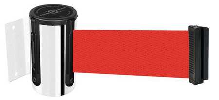 TENSABARRIER Belt Barrier, Chrome, Belt Color Red 896-STD-1P-MAX-NO-R5X-C