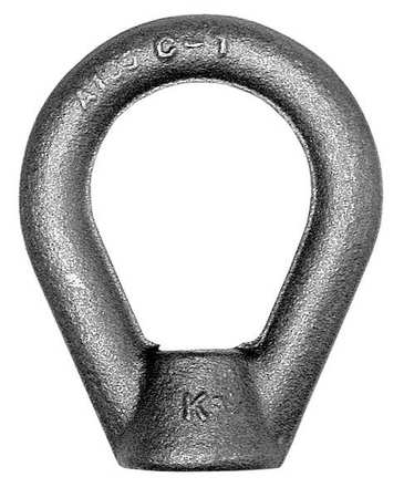 Ken Forging Oval Eye Nut, 3/8"-16 Thread Size, 5/8 in Thread Lg, Steel, Black Oxide EN-3