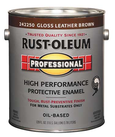 Rust-Oleum Interior/Exterior Paint, Glossy, Oil Base, Leather Brown, 1 gal 242250