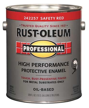 Rust-Oleum Interior/Exterior Paint, Glossy, Oil Base, Safety Red, 1 gal 242257