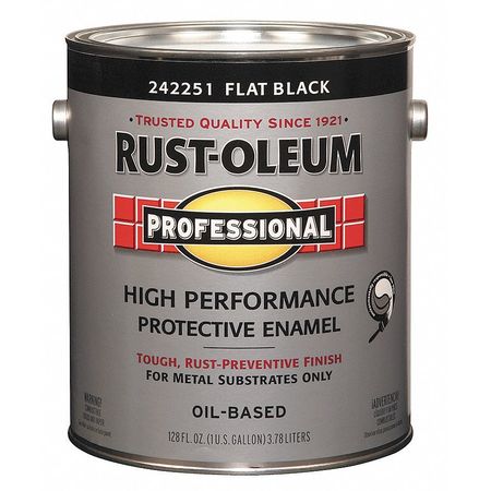 Rust-Oleum Interior/Exterior Paint, Flat, Oil Base, Black, 1 gal 242251