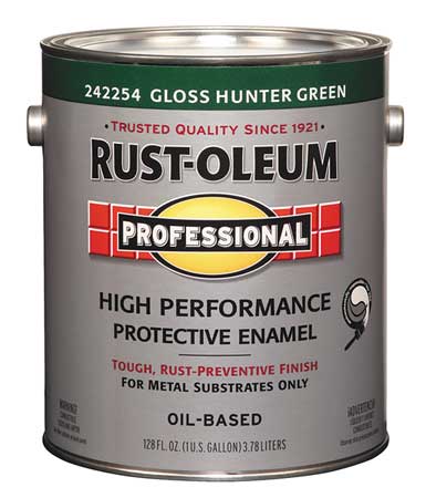 RUST-OLEUM Interior/Exterior Paint, Glossy, Oil Base, Hunter Green, 1 gal 242254