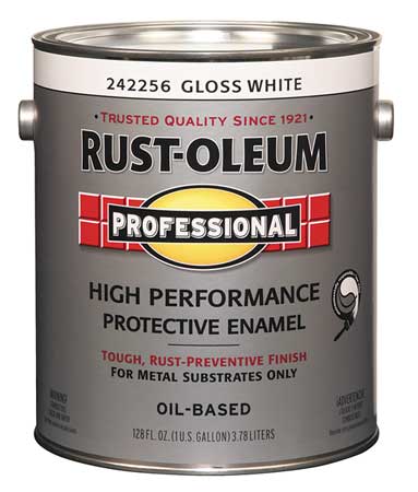 Rust-Oleum Interior/Exterior Paint, Glossy, Oil Base, White, 1 gal 242256