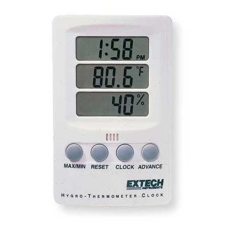 EXTECH Clock Digital Hygrometer, 14 to 140 F 445702