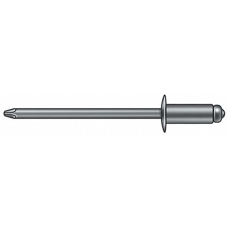 Stanley Engineered Fastening Blind Rivet, Dome Head, 3/16 in Dia., 35/64 in L, Aluminum Body, 250 PK AD66BS200