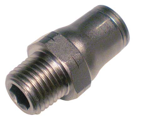 LEGRIS Male Connector, 1/4 in Tube Size, Brass, Silver 3675 56 14
