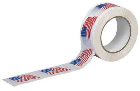 TAPECASE Carton Tape, Red/Blue/White, 2Inx55Yd 15C764