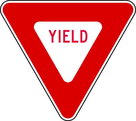 LYLE Yield Traffic Sign, 24 in H, 24 in W, Aluminum, Triangle, English, R1-2-24HA R1-2-24HA