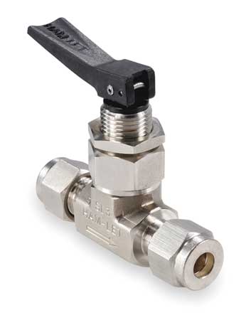HAM-LET 1/4" Compr Stainless Steel Mini Ball Valve Inline h-1200-SS-L-1/4