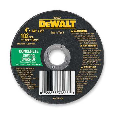 Dewalt 14" x 1/8" x 20mm high speed masonry cutting DW8025