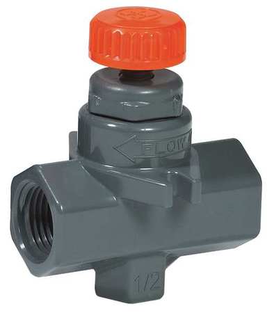 Hayward Flow Control Needle Valve, Straight, PVC/FPM, 1/4", Threaded NVA1025T