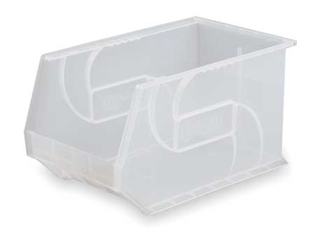 Lewisbins 40 lb Hang & Stack Storage Bin, Plastic, 11 in W, 10 in H, Clear, 18 in L PB1811-10 Clear