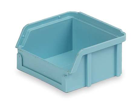 LEWISBINS 10 lb Hang & Stack Storage Bin, Plastic, 4 in W, 2 in H, 3 1/2 in L, Light Blue PB10-F Lt Blue