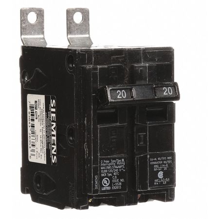 Siemens Miniature Circuit Breaker, BL Series 20A, 2 Pole, 120/240V AC B220