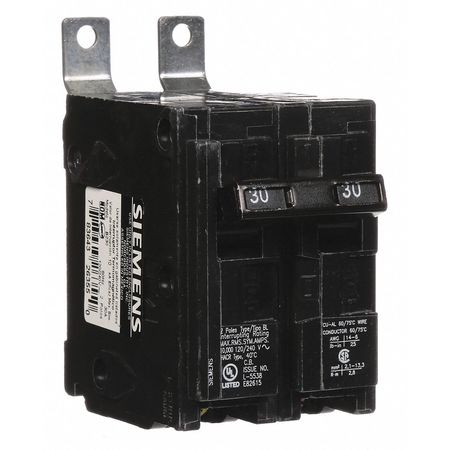 SIEMENS Miniature Circuit Breaker, BL Series 30A, 2 Pole, 120/240V AC B230