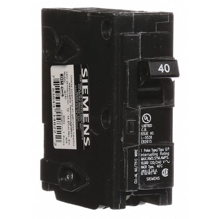 Siemens Miniature Circuit Breaker, Q Series 40A, 1 Pole, 120V AC Q140