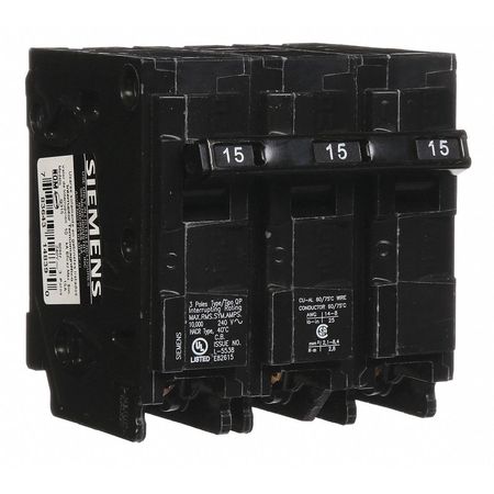 Siemens Miniature Circuit Breaker, QP Series 15A, 3 Pole, 240V AC Q315