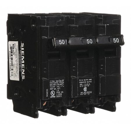 Siemens Miniature Circuit Breaker, Q Series 50A, 3 Pole, 240V AC Q350