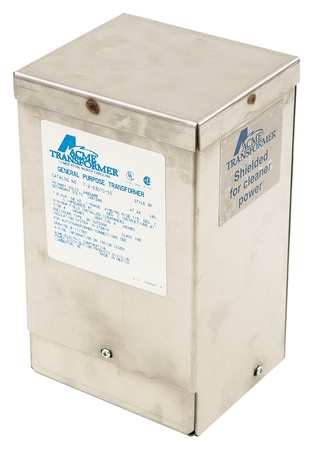 Acme Electric Single Phase Harsh Environment Transformer, 2 kVA, NEMA 3R, 115 °C, 120/240V AC, 240/480V AC T253012SS