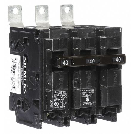 Siemens Miniature Circuit Breaker, BL Series 40A, 3 Pole, 240V AC B340