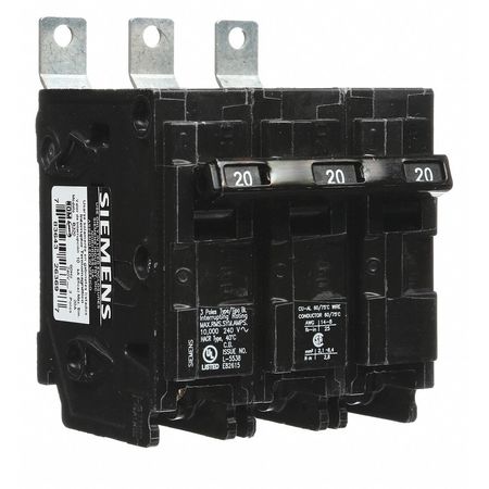Siemens Miniature Circuit Breaker, BL Series 20A, 3 Pole, 240V AC B320