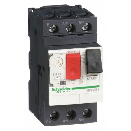 SCHNEIDER ELECTRIC Manual Motor Starter, Button, 6-10A, 1P GV2ME14