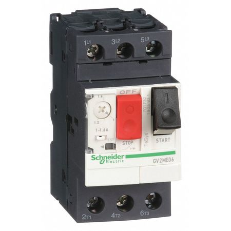 SCHNEIDER ELECTRIC Manual Motor Starter, Button, 1-1.6A, 1P GV2ME06