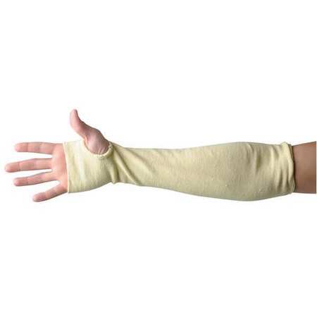 CONDOR Cut-Resistant Sleeve with Thumbhole, Cut Level A2, Knit Cuff, 14 in L, Yellow, Large 3CZK7