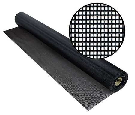 PHIFER Door and Window Screen, Vinyl Coated Polyester, 48 in W, 100 ft L, 0.018 in Wire Dia, Charcoal 3014087