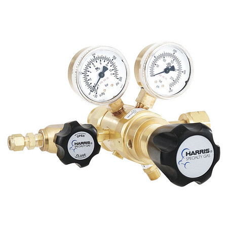 Harris Specialty Gas Lab Regulator, Two Stage, CGA-350, 0 to 125 psi, Use With: Hydrogen, Methane KH1138
