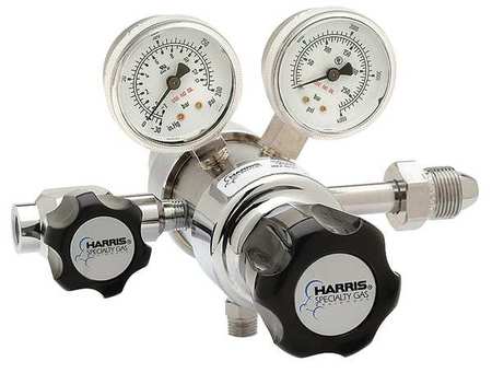 HARRIS Specialty Gas Regulator, Two Stage, CGA-580, 0 to 50 psi, Use With: Argon, Helium, Nitrogen KH1124