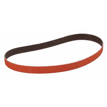 3M CUBITRON Sanding Belt, Coated, 1/2 in W, 12 in L, 80 Grit, Medium, Ceramic, 984F, Maroon 60440268351