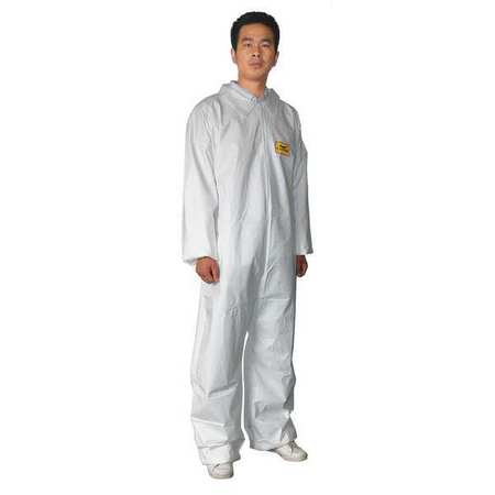 Condor Collared Disposable Coveralls, 2XL, 6 PK, White, Zipper 30C564