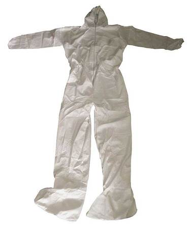 Condor Hooded Disposable Coveralls, 6 PK, White, Microporous Film Laminate, Zipper 30C551