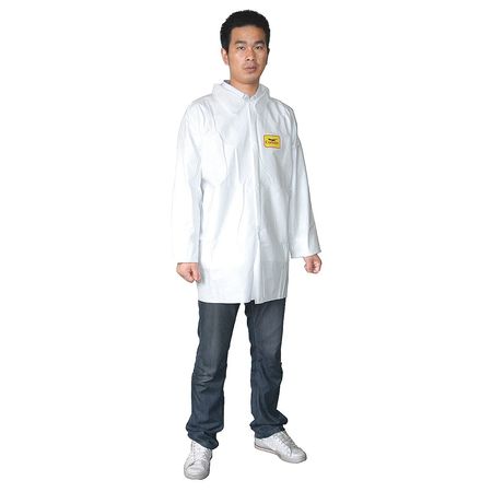 CONDOR Disposable Shirt , L , White , Snap Front 30C556