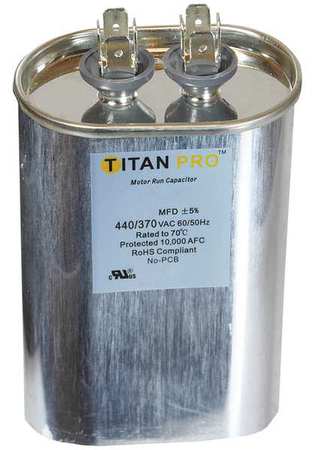 TITAN PRO Motor Run Capacitor, 40 MFD, 4-9/16 In. H TOCF40