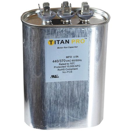 Titan Pro Motor Dual Run Cap, 40/5MFD, 370-440V, Oval TOCFD405