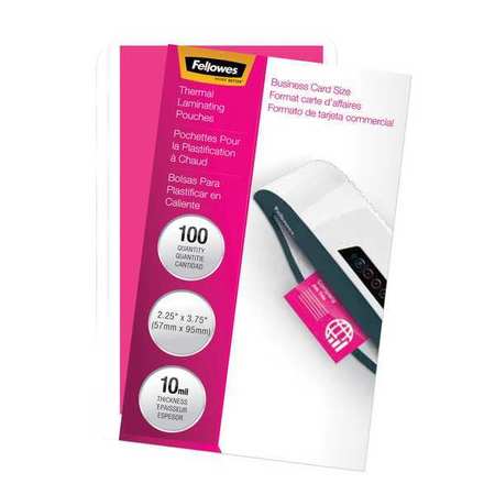 Fellowes Laminating Pouch, Card, 10 mil, PK100 52058