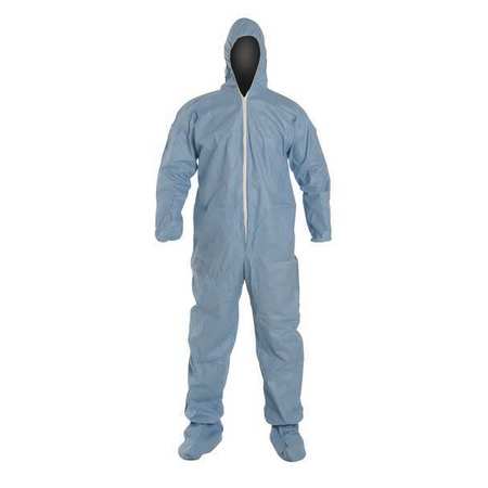 DUPONT Flame Resistant Coverall w/Hood and Boots, Sky Blue, Tempro, 2XL TM122SBU2X002500