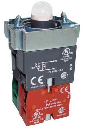 DAYTON Lamp Module and Contact Block, 1NO/1NC 30G188