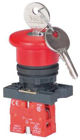 DAYTON Emergency Stop Push Button, 22 mm, 1NC, Red 30G256