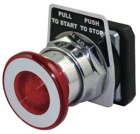 DAYTON Push Button operator, 30 mm, Red 30G367