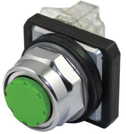 DAYTON Non-Illuminated Push Button, 30 mm, 1NO/1NC, Green 30G431