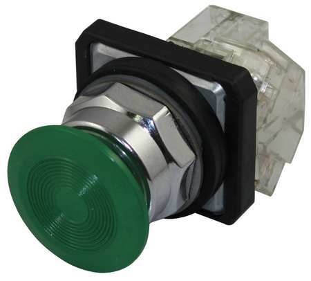 DAYTON Non-Illuminated Push Button, 30 mm, 1NC, Green 30G459