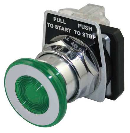 DAYTON Non-Illuminated Push Button, 30 mm, 1NO/1NC, Green 30G465