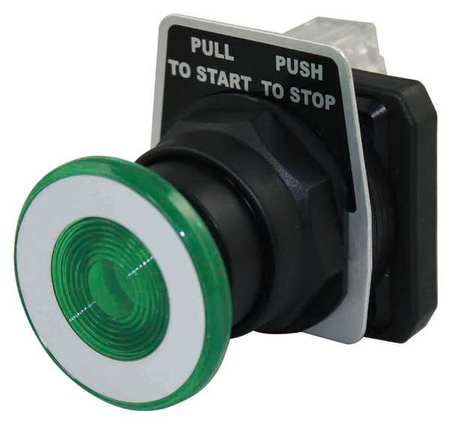 DAYTON Non-Illuminated Push Button, 30 mm, 1NO/1NC, Green 30G468