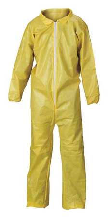 CONDOR Coverall, M, 12 PK, Yellow, Chem Basic, Storm Flap, Zipper 30LV39