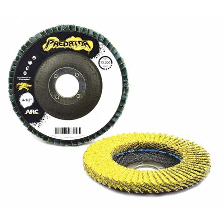 Arc Abrasives 4-1/2" x 7/8" T27 - Flat Face PREDATOR Fiberglass Flap Disc, 40 Grit 71-10824FF