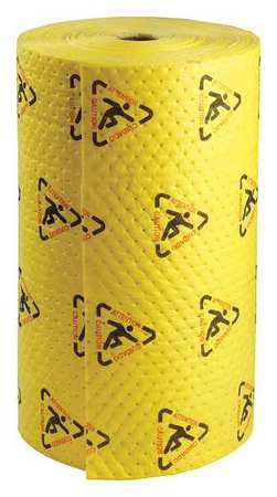 BRADY Absorbent Roll, 80 gal, 30 in x 300 ft, Chemical, Hazmat, Black, Red, Yellow, Polypropylene CH303